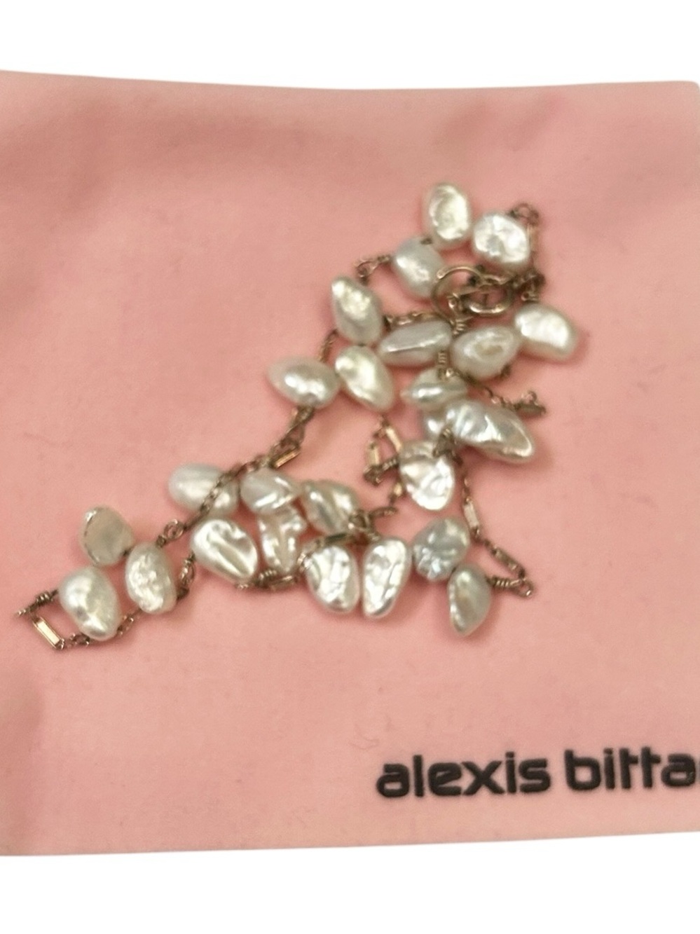 Alexis Bittar white Baroque Pearl Station silver choker Necklace in gift pouch - Picture 5 of 7